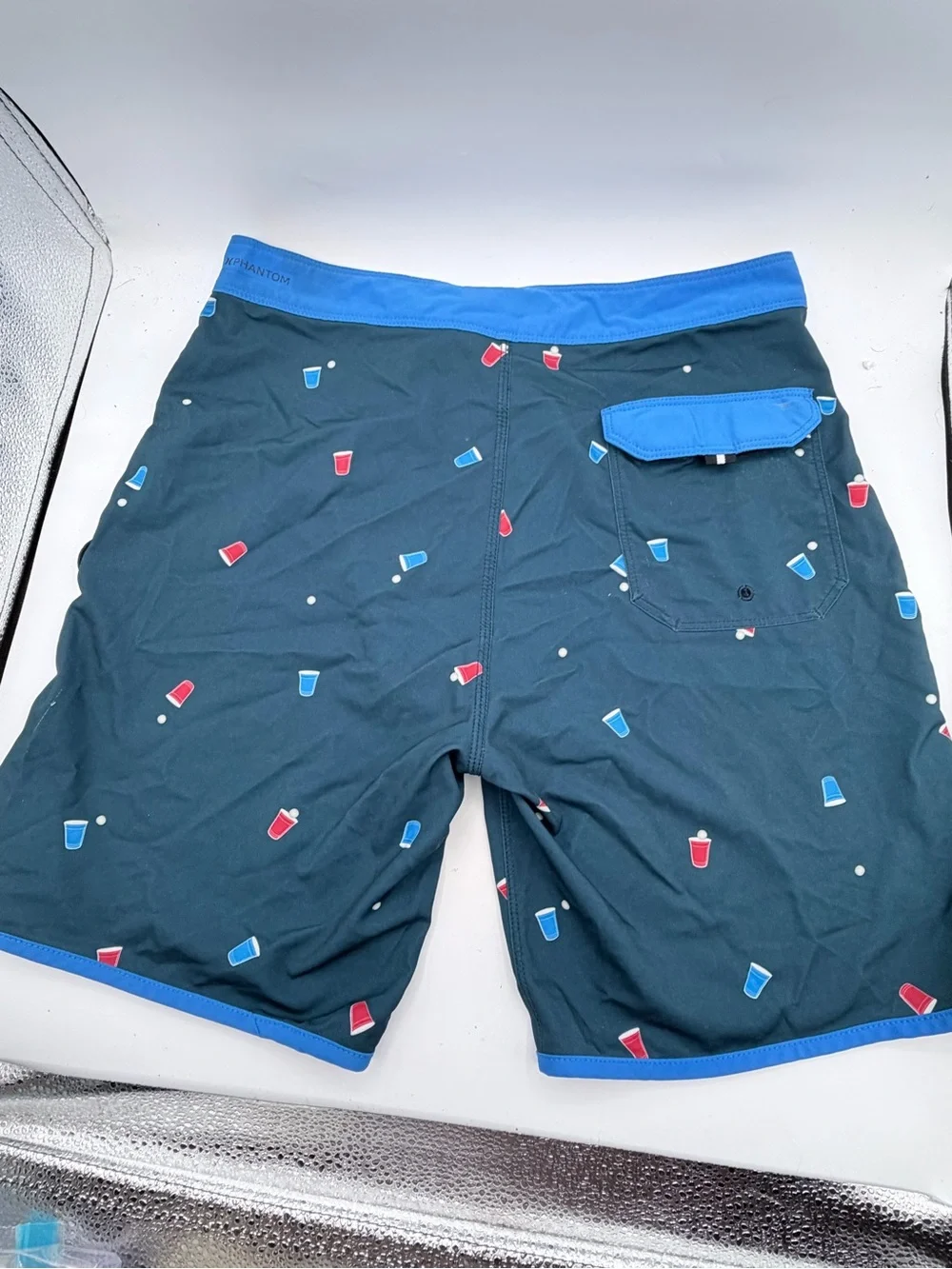 Hurley Teal Swim Shorts with Red & Bright Blue Cup Print size 29